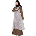 Designer Printed Shrug with Beige Inner abaya